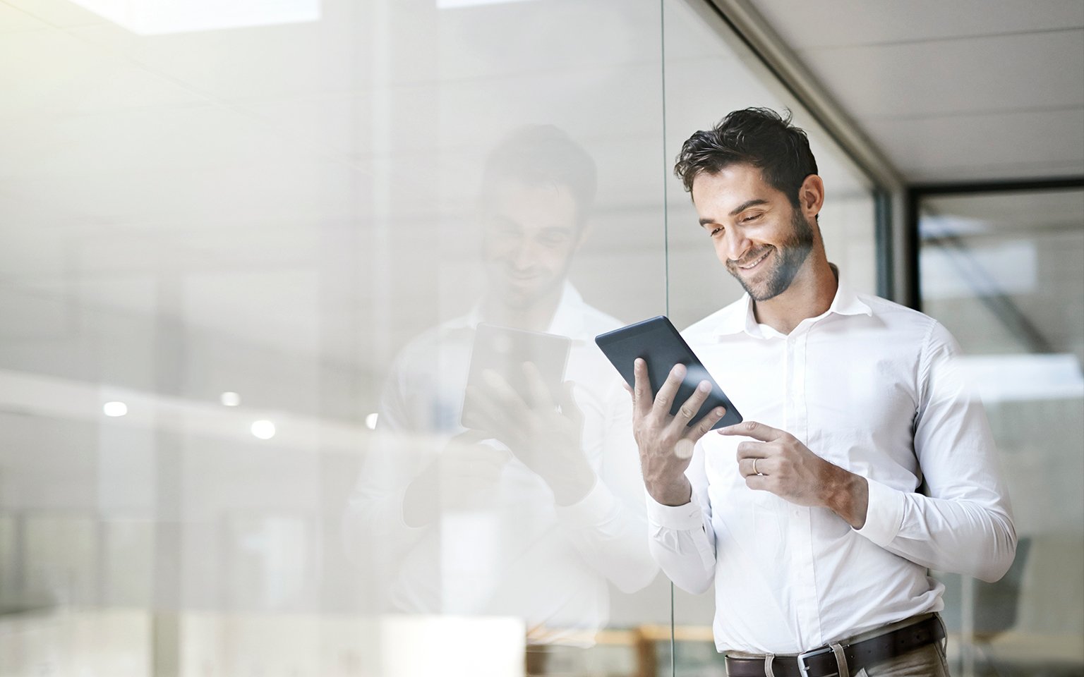 guy looking at a device